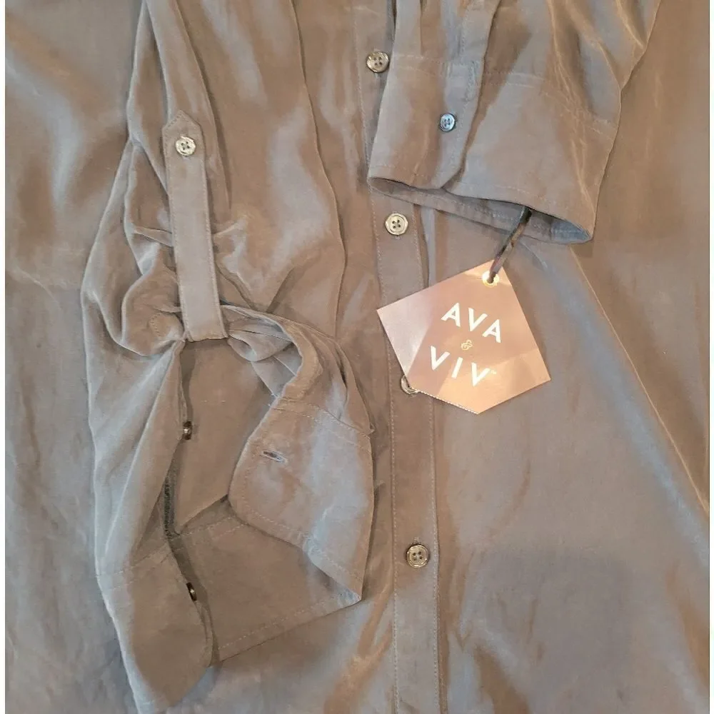 NWT Ava & Viv Atlantic Cypress Utility Look Dress Long Sleeve 1X